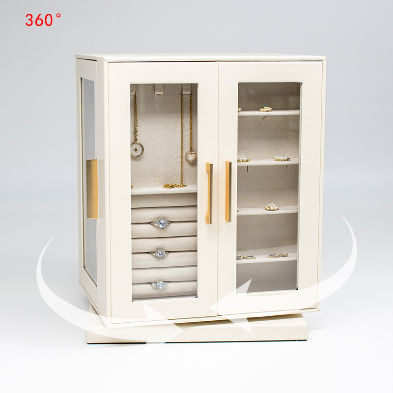 Luxury Rotating PU Leather Jewelry Box