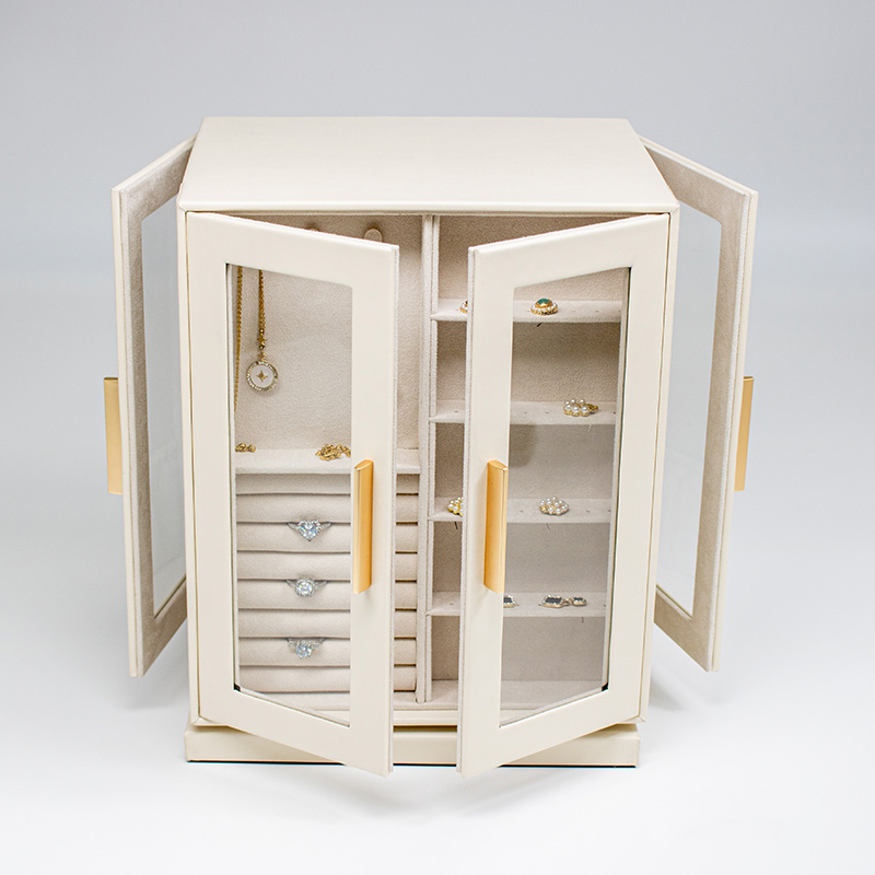 Luxury Rotating PU Leather Jewelry Box